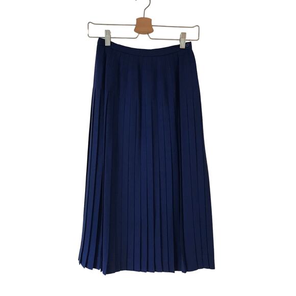 vintage GUY LAROCHE made in France deep navy blue pleated midi skirt - Picture 1 of 6
